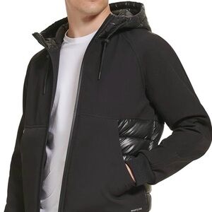 Kenneth Cole New York Black Hooded Puffer Jacket